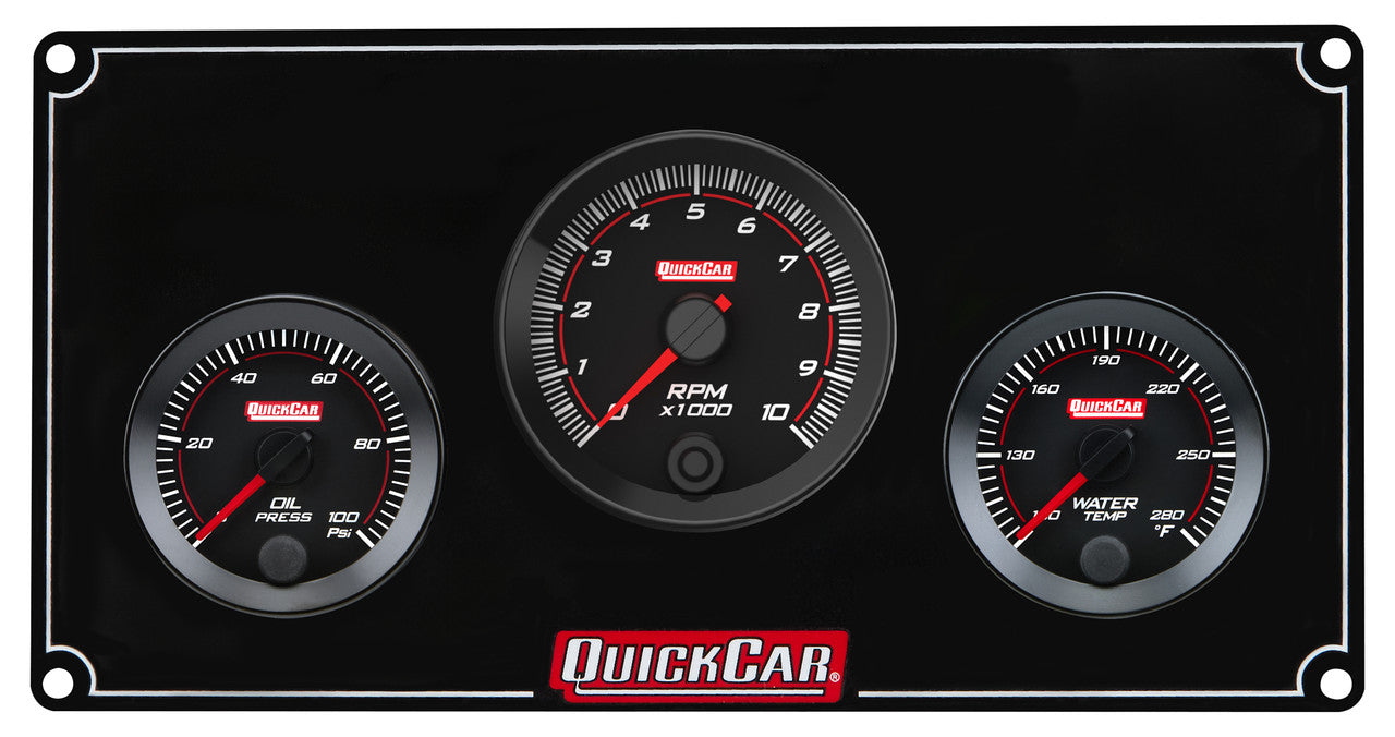 QuickCar RedLine Gauge Panel w/69-001- Black Plate, 2-1/16" OP/WT/2-5/8" Tach