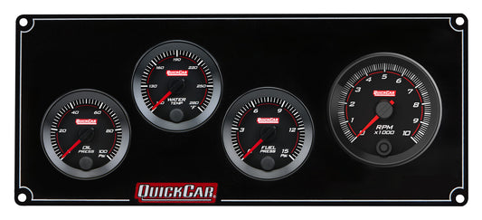QuickCar RedLine Gauge Panel w/69-001- Black Plate, 2-1/16" OP/WT/FP-15/2-5/8"Tach