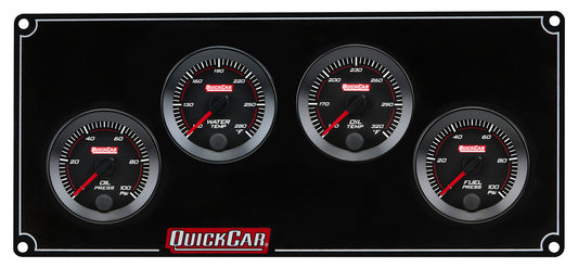 QuickCar RedLine Gauge Panel - Black Plate, OP/WT/OT/FP100