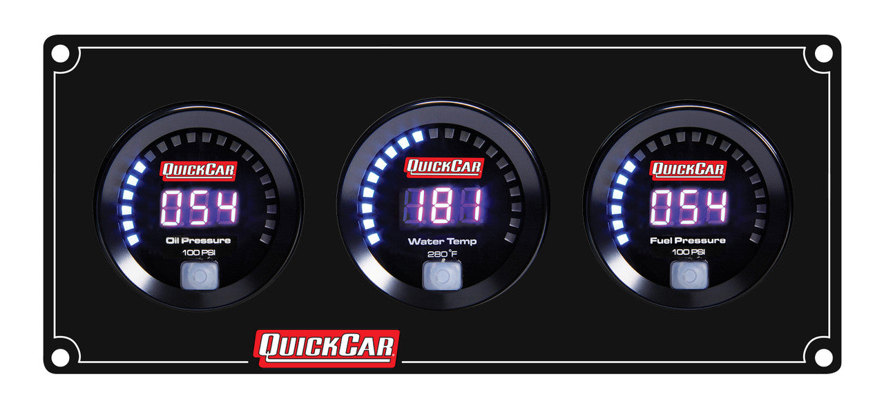 QuickCar Digital 3 Gauge Panel OP/WT/FP100