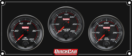 QuickCar Redline 3 Gauge Panel OP/WT/OT