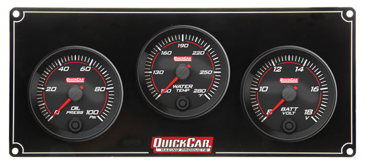 QuickCar Redline 3 Gauge Panel OP/WT/VOLT