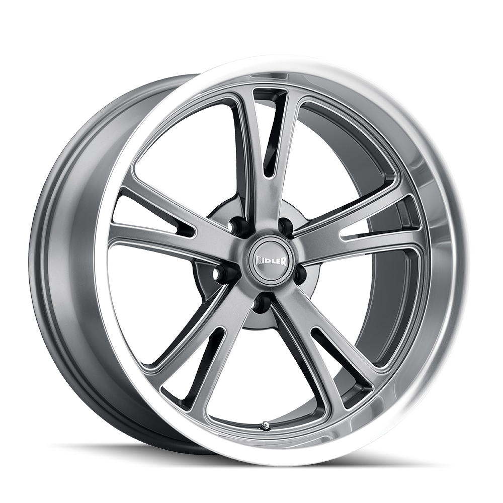 Ridler Wheels 606 20x10 5x120.65 0mm Grey with Milled Spokes and Diamond Lip Wheel 606-2161G