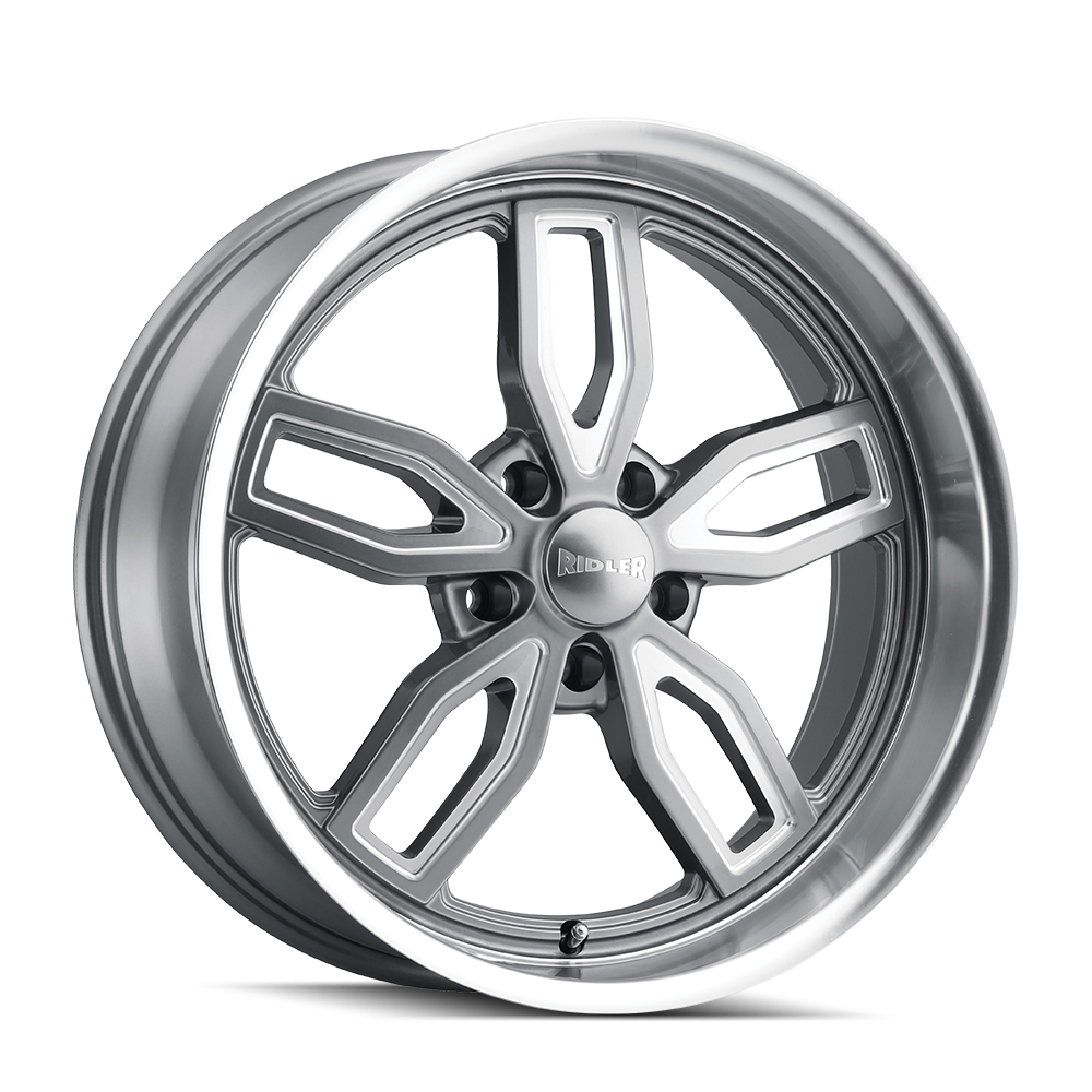 Ridler Wheels 608 20x10 5x114.3 0mm Grey with Milled Spokes and Diamond Lip Wheel 608-2165G
