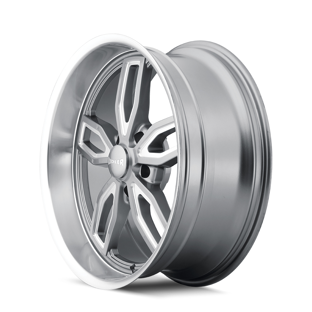 Ridler Wheels 608 20x10 5x114.3 0mm Grey with Milled Spokes and Diamond Lip Wheel 608-2165G