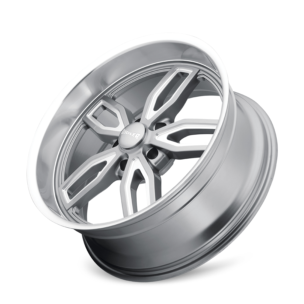 Ridler Wheels 608 20x10 5x114.3 0mm Grey with Milled Spokes and Diamond Lip Wheel 608-2165G