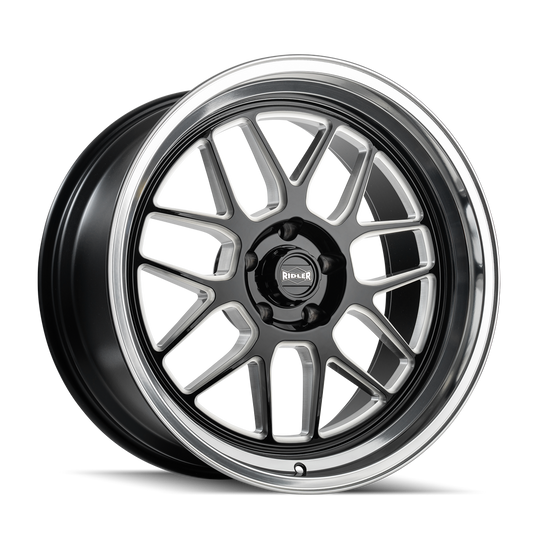 Ridler Wheels 611 20x8.5 5x120.65 0mm Gloss Black Milled with Diamond Cut Lip Wheel 611-2861GBMD