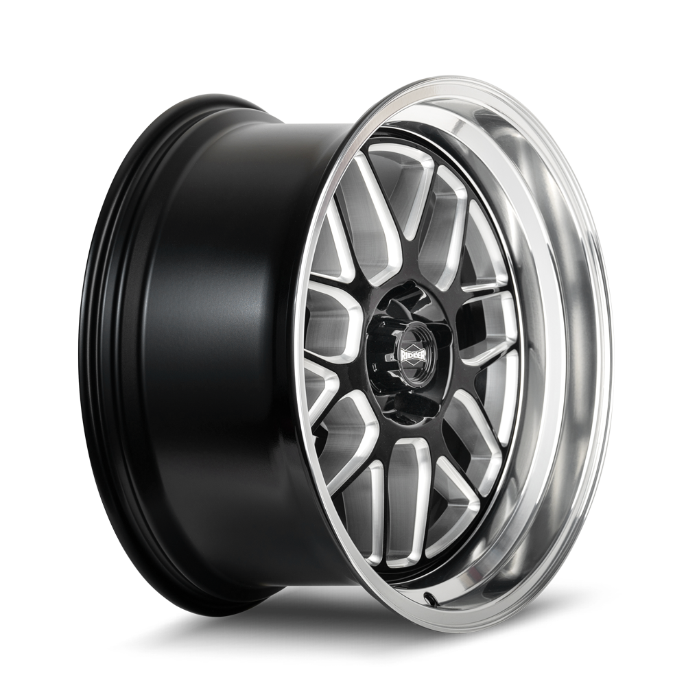 Ridler Wheels 611 18x9.5 5x114.3 0mm Gloss Black Milled with Diamond Cut Lip Wheel 611-8965GBMD