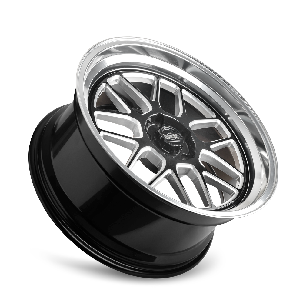Ridler Wheels 611 18x9.5 5x114.3 0mm Gloss Black Milled with Diamond Cut Lip Wheel 611-8965GBMD