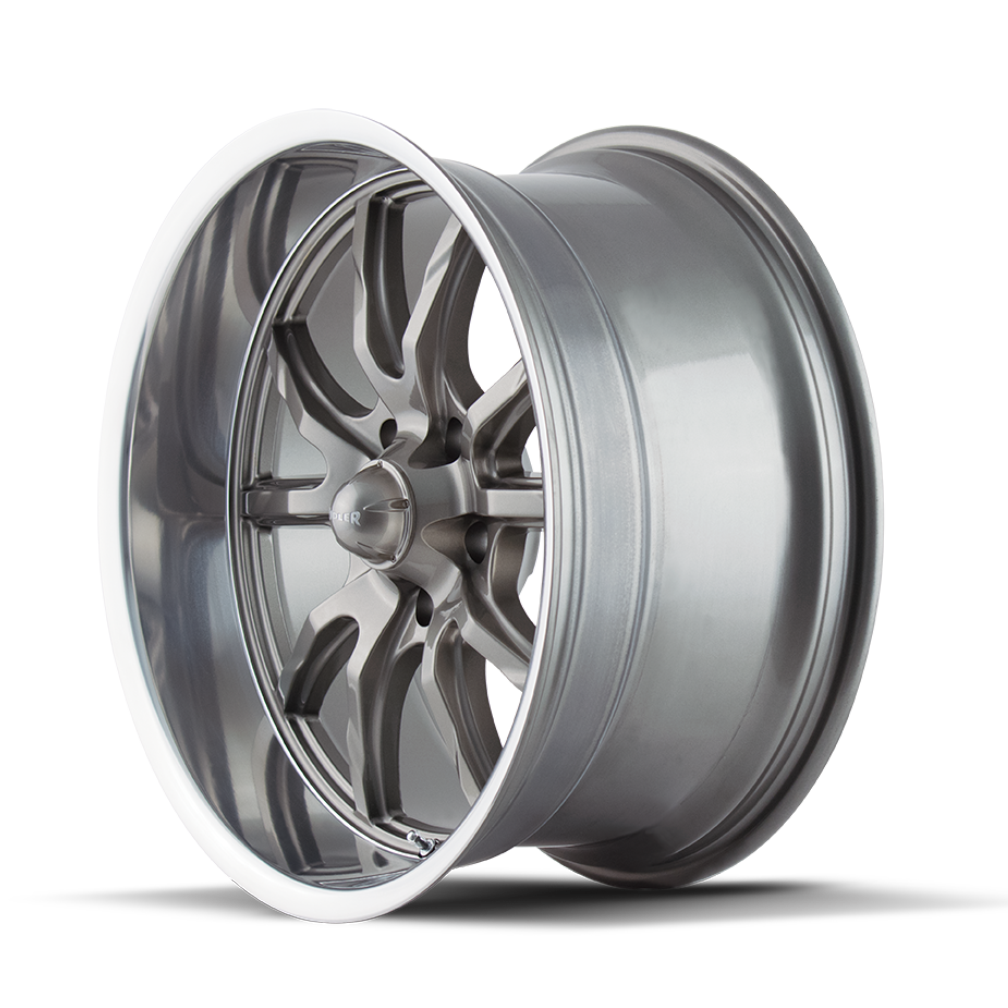 Ridler Wheels 650 18x9.5 5x120.65 0mm Grey with Polished Lip Wheel 650-8961G