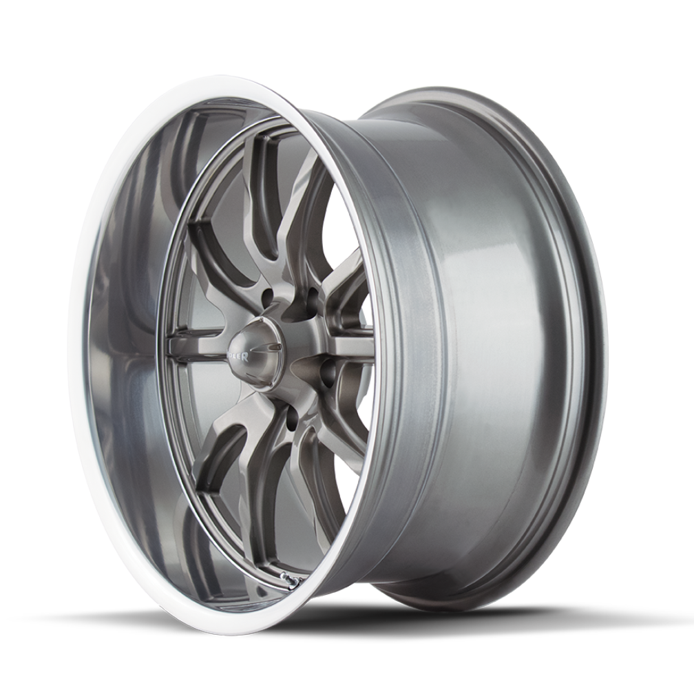 Ridler Wheels 650 17x8 5x120.65 0mm Grey with Polished Lip Wheel 650-7861G