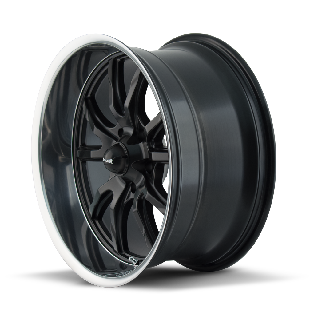 Ridler Wheels 650 18x9.5 5x127 0mm Matte Black with Polished Lip Wheel 650-8973MB