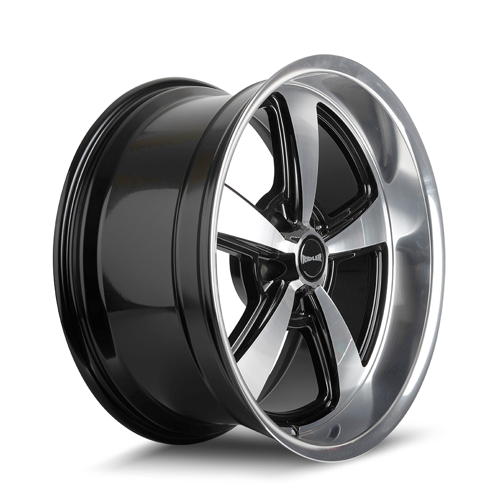 Ridler Wheels 652 20x10 5x120.65 0mm Gloss Black Milled with Diamond Cut Face and Lip Wheel 652-2161GBD