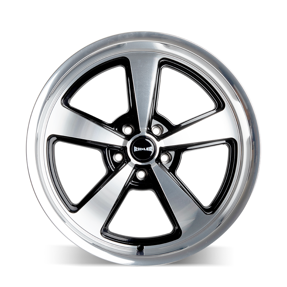 Ridler Wheels 652 18x9.5 5x120.65 0mm Gloss Black Milled with Diamond Cut Face and Lip Wheel 652-8961GBD