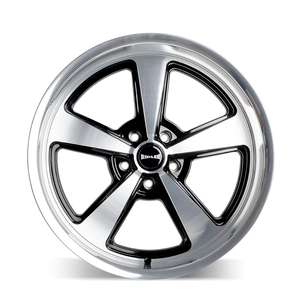 Ridler Wheels 652 17x8 5x114.3 0mm Gloss Black Milled with Diamond Cut Face and Lip Wheel 652-7865GBD