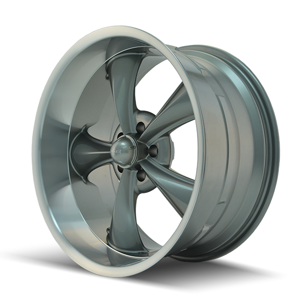 Ridler Wheels 695 17x7 5x114.3 0mm Gloss Grey with Machined Lip Wheel 695-7765G