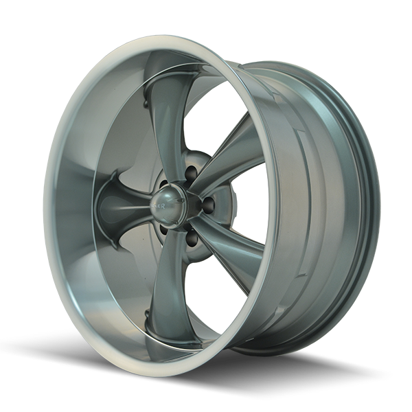 Ridler Wheels 695 18x9.5 5x120.65 6mm Gloss Grey with Machined Lip Wheel 695-8961G