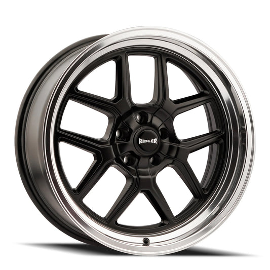 Ridler Wheels 610 20x8.5 5x114.3 0mm Matte Black with Polished Lip Wheel 610-2865MB