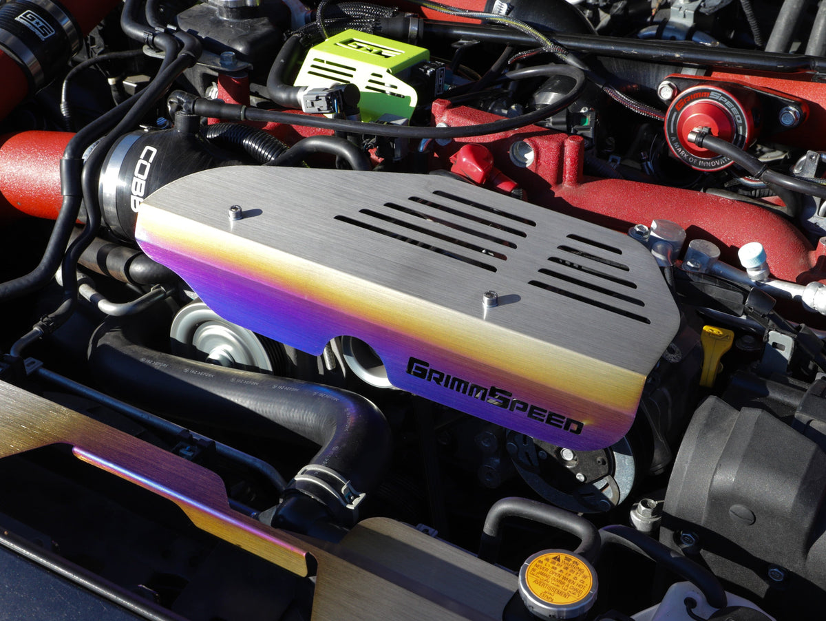GrimmSpeed GRM.1065.1.TI for 02-14 WRX / 04-21 STI (EJ Engines) Titanium Alternator Shroud
