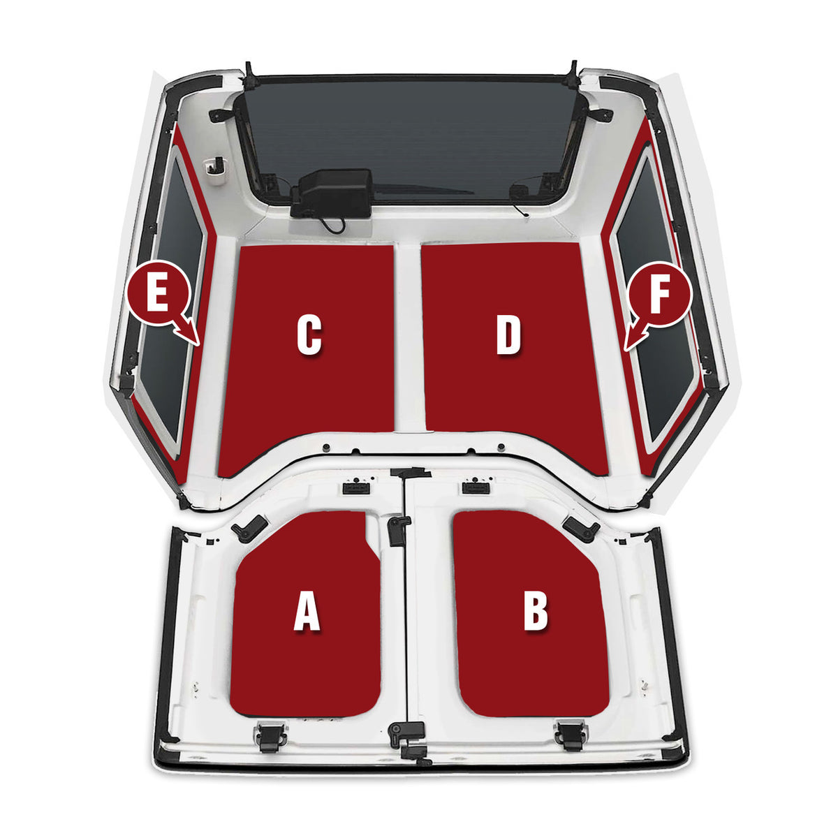DEI for 2011-2018 Jeep Wrangler JK 2-Door Boom Mat Headliner - 4 Piece - White