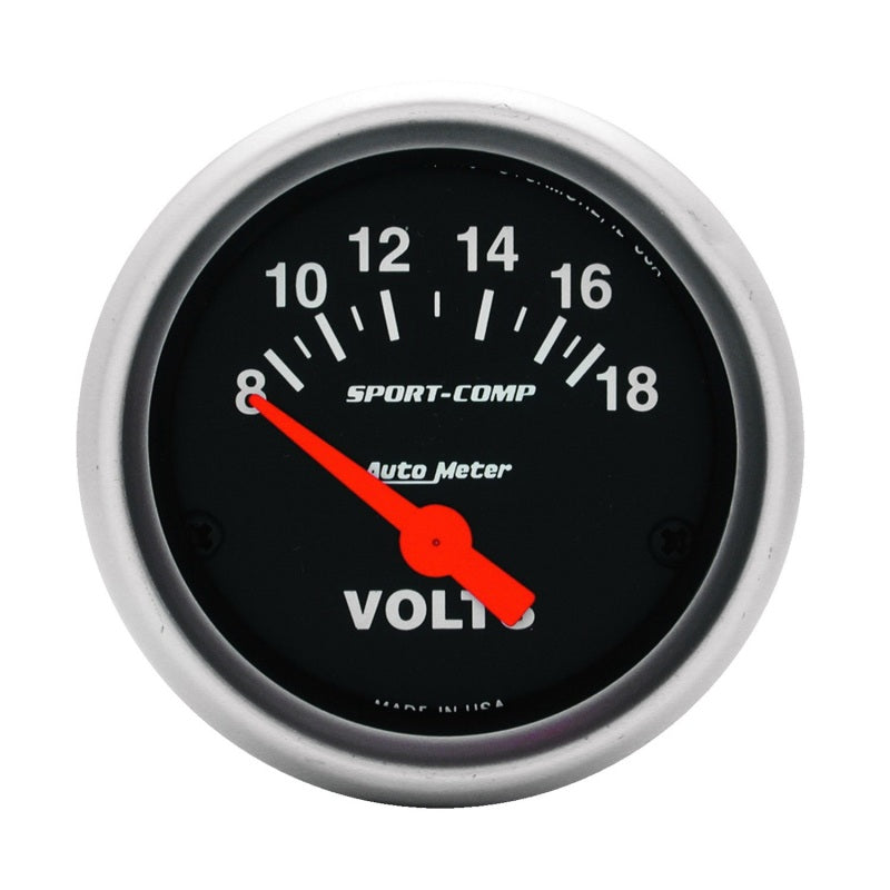 AutoMeter 3391 Sport-Comp 52mm 8-18 Volt Electronic Voltmeter Gauge
