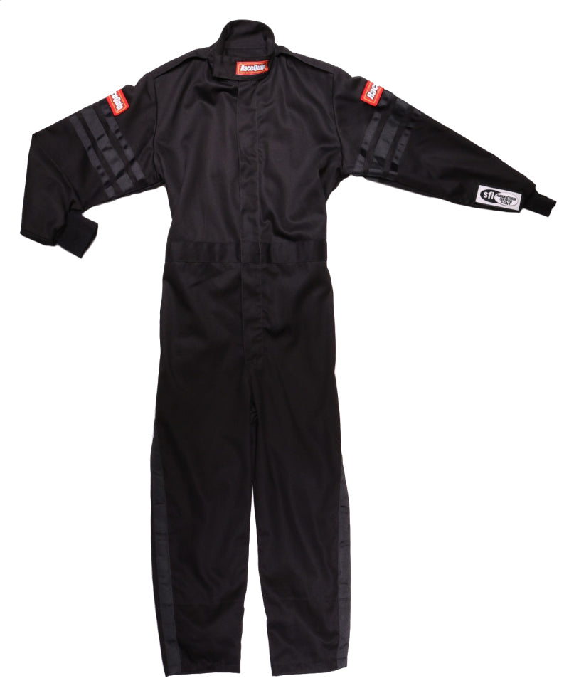 RaceQuip 1959995 Black Trim SFI-1 Junior Suit - Kids Large