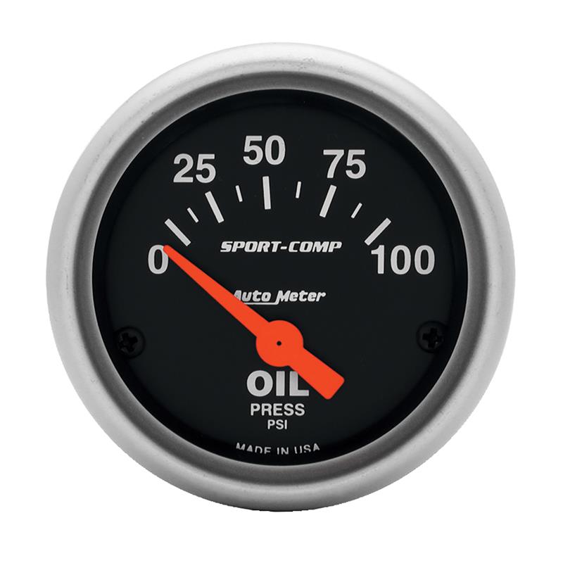 AutoMeter 3327 Sport-Comp 52mm 0-100 PSI Electronic Oil Pressure Gauge