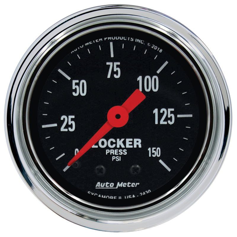 AutoMeter 2430 Traditional Chrome 2-1/16in 150 PSI Mechanical Air Locker Gauge