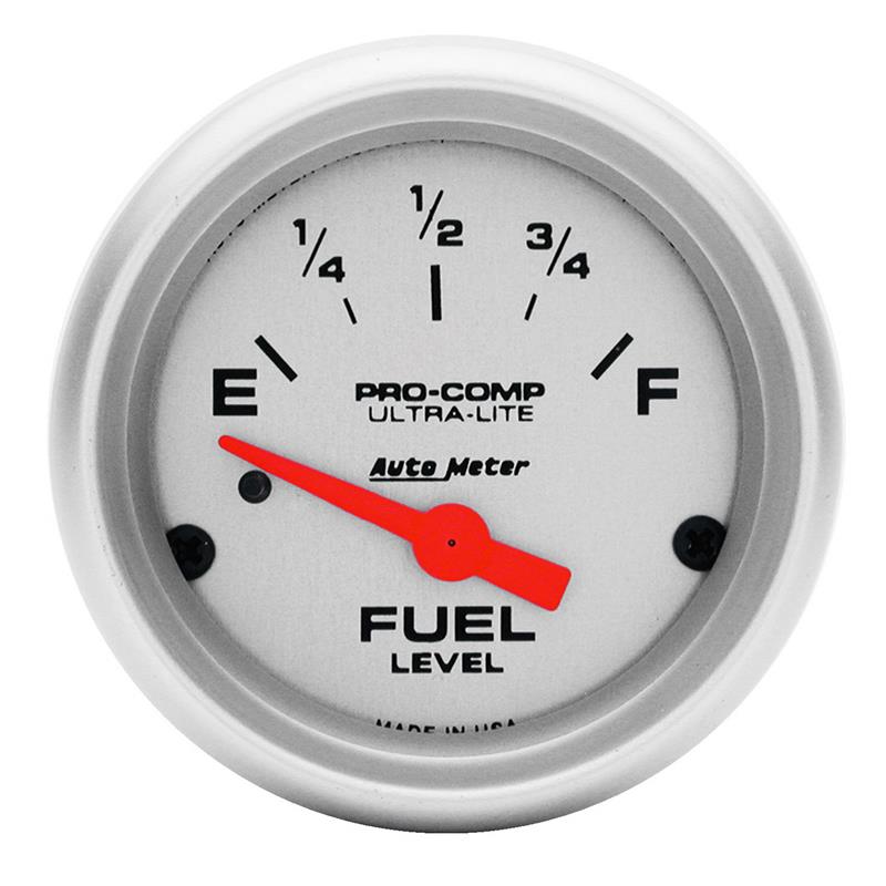 AutoMeter 4314 Ultra-Lite 52mm 0-90 Ohm Short Sweep Electric Fuel Level Gauge