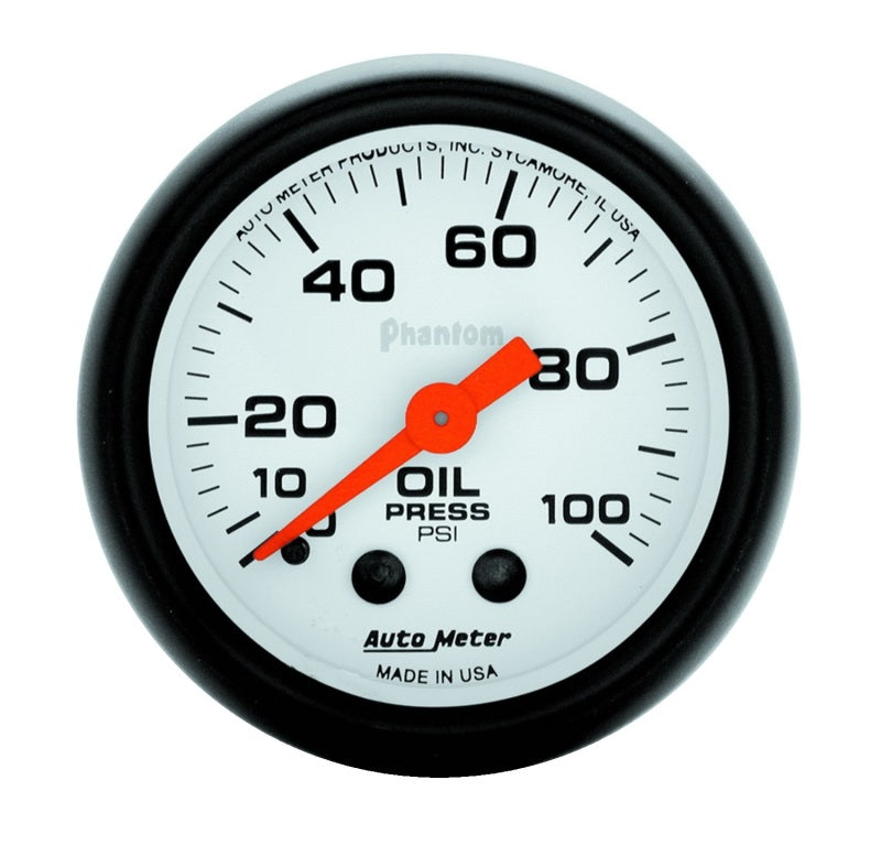 AutoMeter 5721 Phantom 52mm 0-100 PSI Mechanical Oil Pressure Gauge
