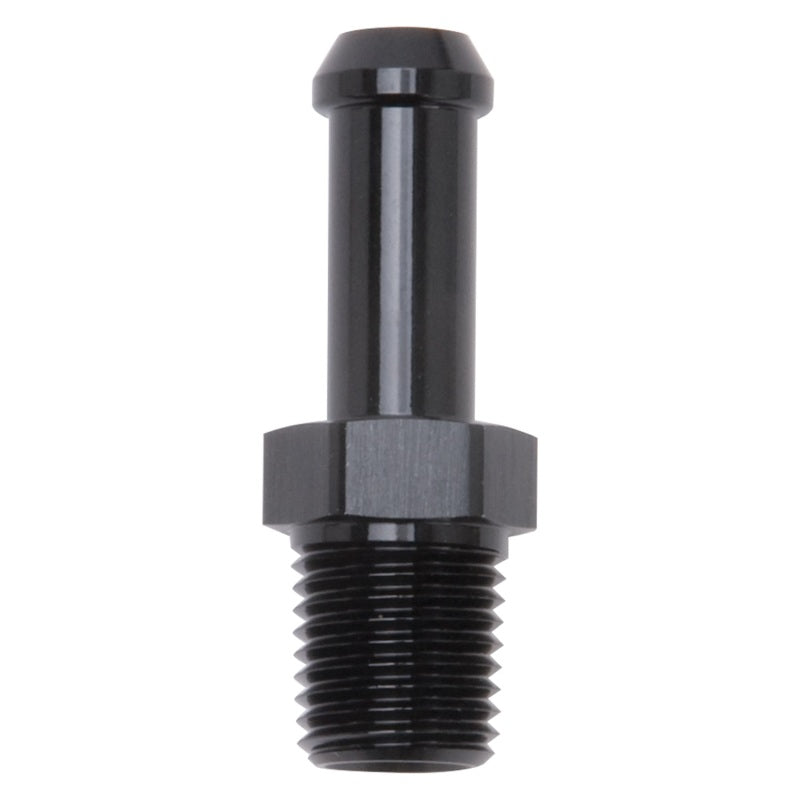 Edelbrock 8191 Hose End Straight 1/4 in NPT to 3/8 in Barb Black Anodized