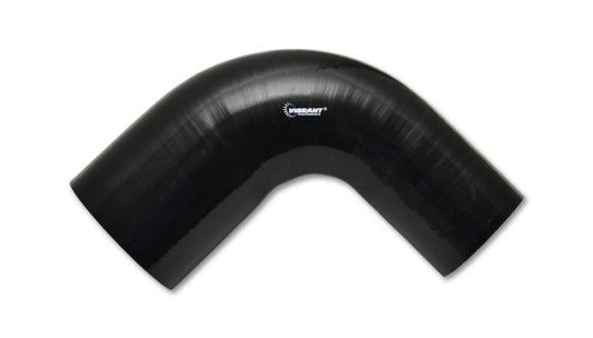 Vibrant 1.5in ID x 2in ID x 4in Long Gloss Black Silicone 90 Degree Transition