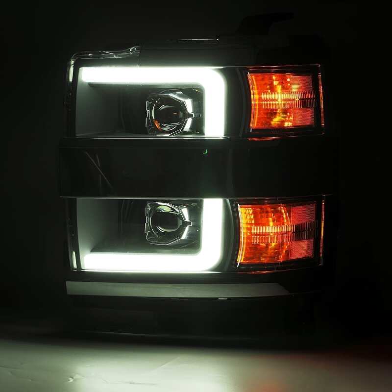AlphaRex 880226 15-19 Chevrolet 2500 HD PRO-Series Projector Headlights Plank Jet Black w/Activation Light/Sequential Signal/DRL