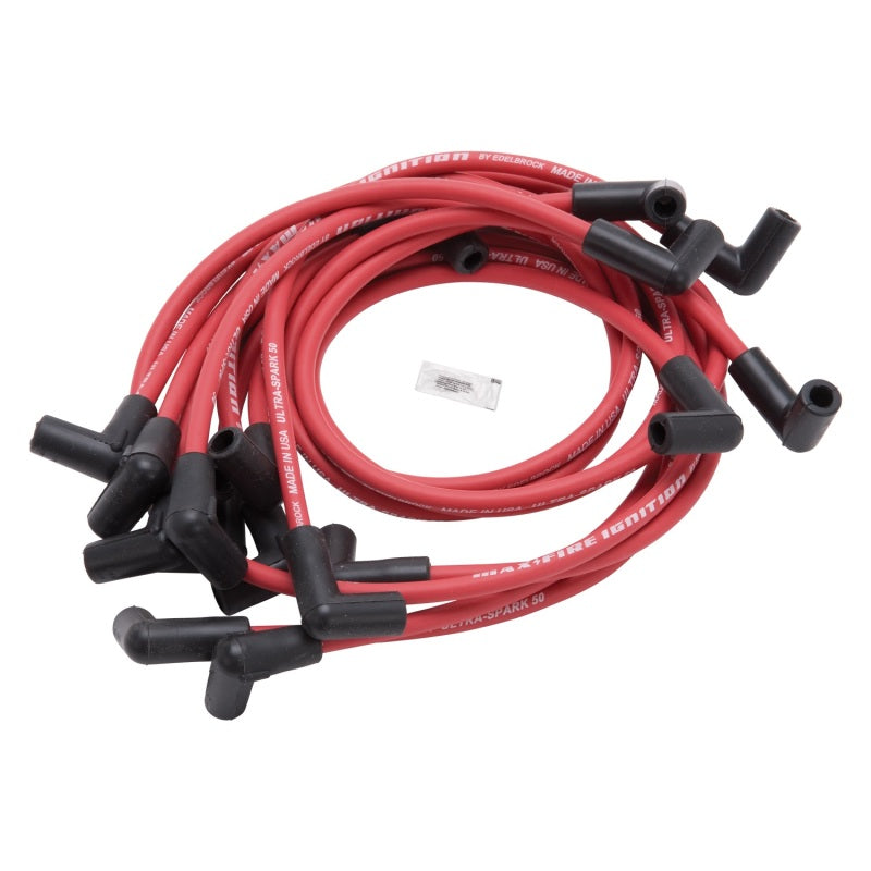 Edelbrock 22712 Spark Plug Wire Set SBC 1974-1988 V8 50 Ohm Resistance Red Wire (Set of 9)