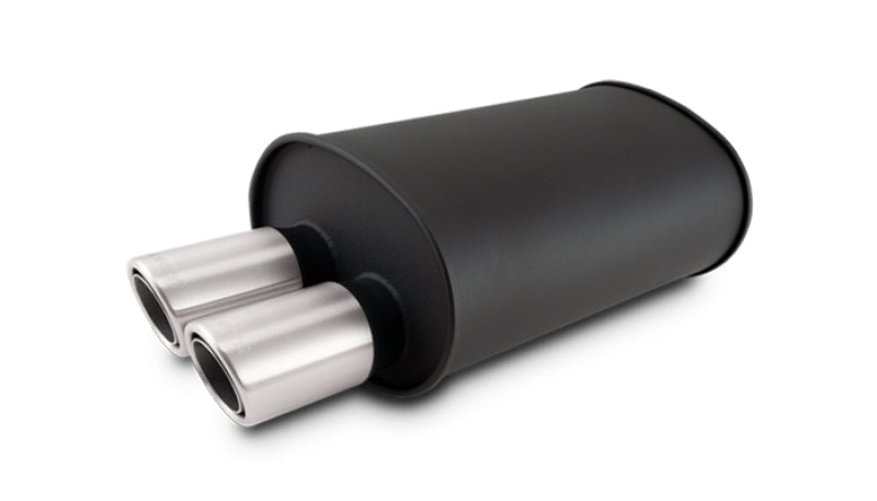 Vibrant Streetpower Flat Blk Muffler 9.5x6.75x15in Body 2.5in Inlet ID 3in Tip