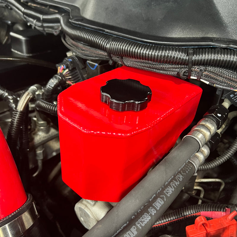 Wehrli Custom Fabrication WCF100209-RED Brake Reservoir Cover WCFab Red for 2006-2026 Dodge Ram / Ram 2500 / 3500 Cummins