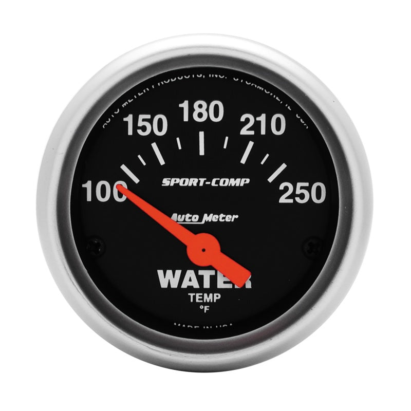 AutoMeter 3337 Sport-Comp 52mm 100-250 Degrees F Electronic Water Temperature Gauge