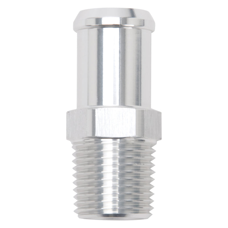 Edelbrock 8184 Hose End Straight 1/2 in NPT to 3/4 in Barb Clear Anodized