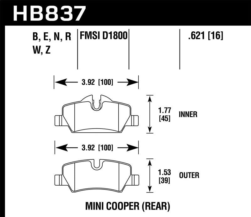 Hawk Performance HB837B.621 HPS 5.0 Street Brake Pads