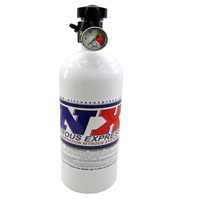 Nitrous Express 10lb Bottle w/Lightning 500 Valve & Pressure Gauge 11101