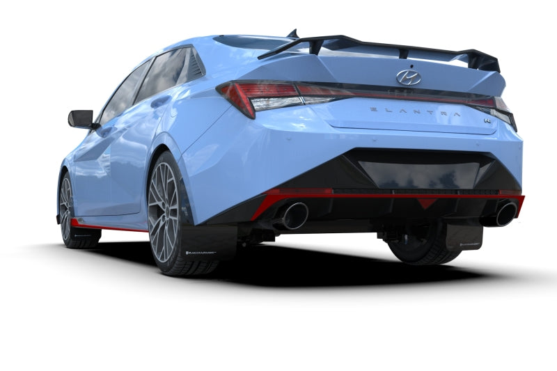 Rally Armor UR Mud Flaps - 2021-2023 Hyundai Elantra, 2022-2023 Hyundai Elantra N - Black/Grey Logo - #MF79-UR-BLK-GRY