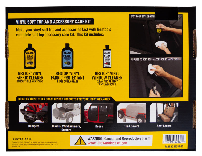 Bestop Cleaner Protectant Window Polish 3-Pack Soft Top Fabric Care Kit