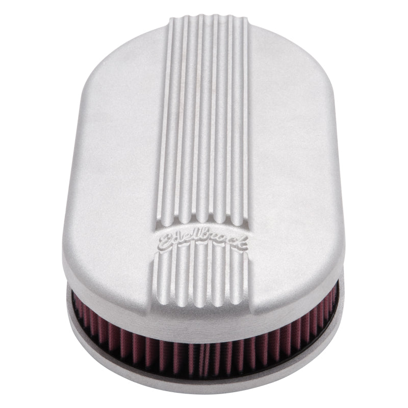 Edelbrock 41159 Air Cleaner Classic Series Oval Aluminum Top Cloth Element 17.5 in x 9.35 in x 3.9