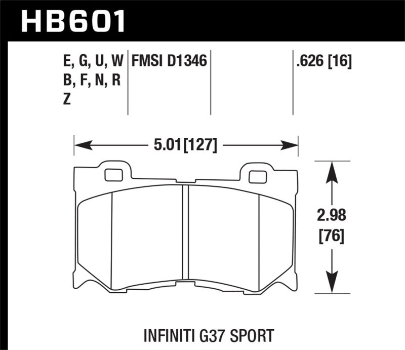 Hawk Performance HB601U.626 DTC-70 Motorsport Brake Pads