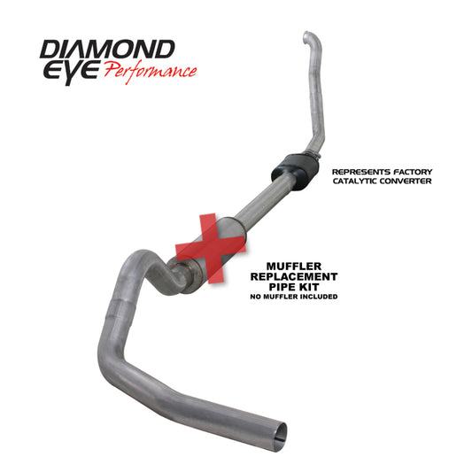 Diamond Eye K4306A-RP 4in Turbo-Back Exhaust Muffler Replacement Pipe - 1994-1997 Ford F-250/F-350 | Aluminized