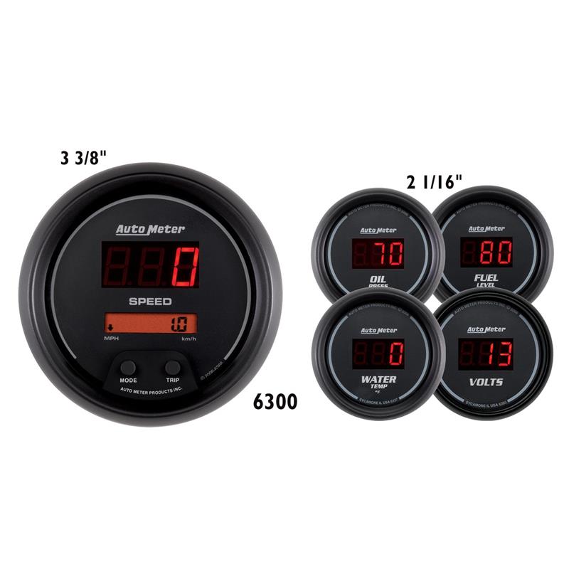 AutoMeter 6300 Sport-Comp Digital 5-Piece Gauge Kit 3-3/8in & 2-1/16in Electric Speedometer