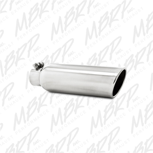 MBRP T5147 Exhaust Tip - 3.5" OD; 2.25" inlet; 12" length; Angled Cut Rolled End; Clampless-no weld | T304 Stainless