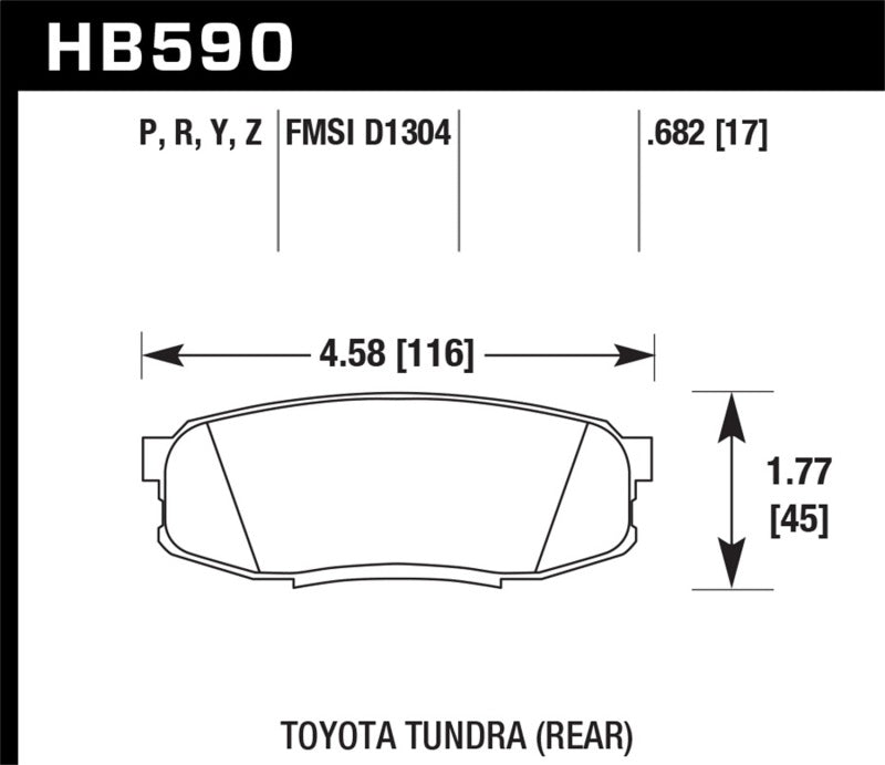 Hawk Performance HB590Y.682 LTS Light Truck and SUV Street Brake Pads