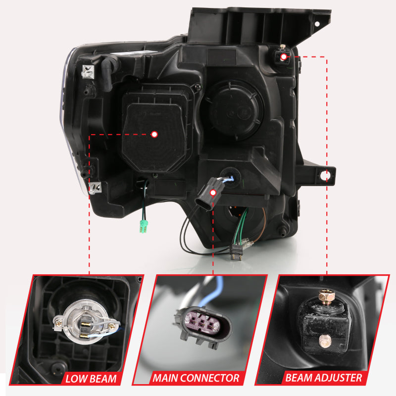 ANZO 2009-2014 Ford F-150 LED Projector Headlights
