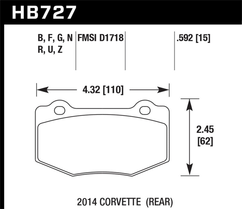 Hawk Performance HB727G.592 DTC-60 Motorsport Brake Pads